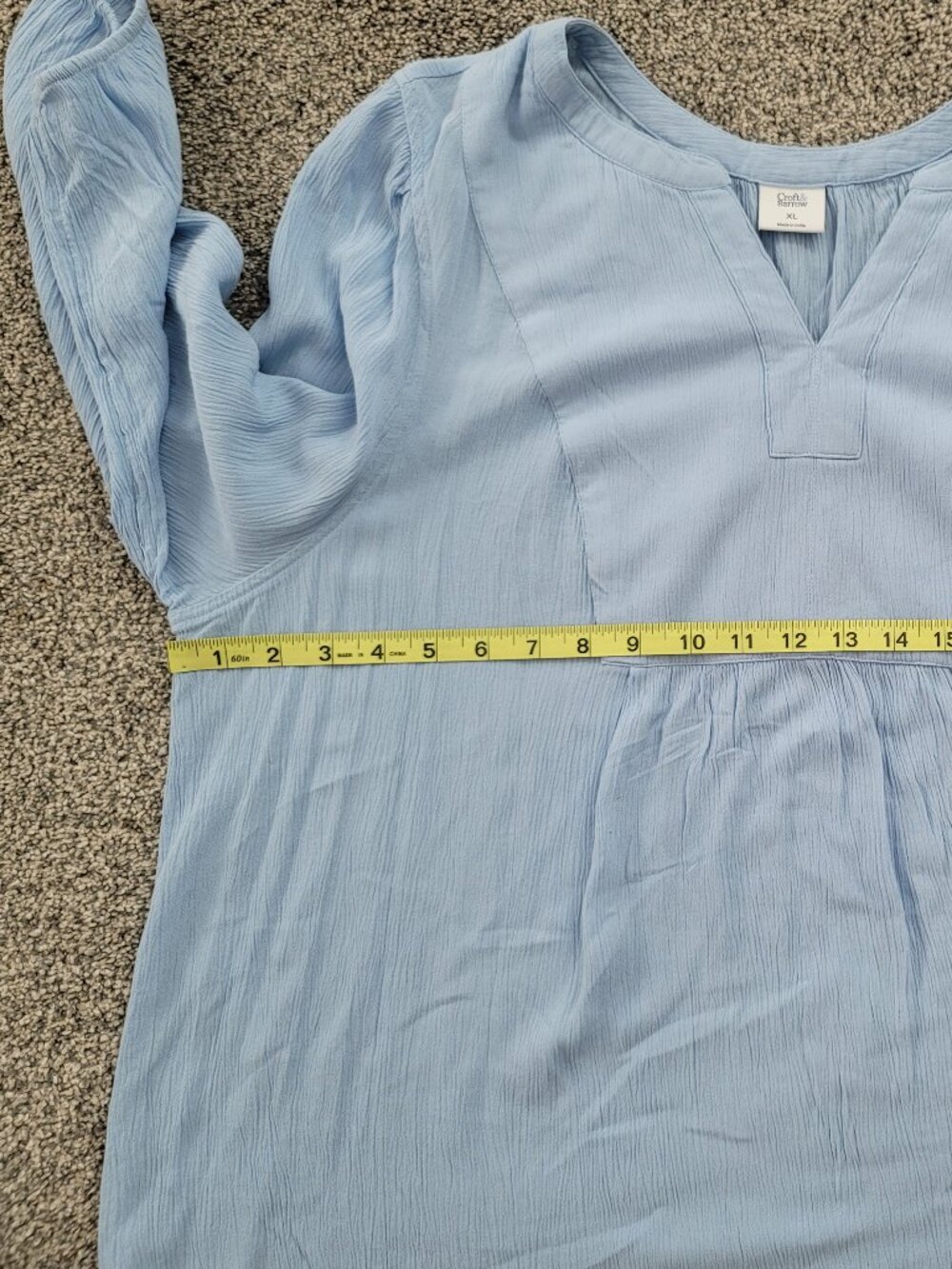 Croft & Barrow Women's Peasant Top Light Blue X-Large 3/4 Sleeves - Picture 6 of 12